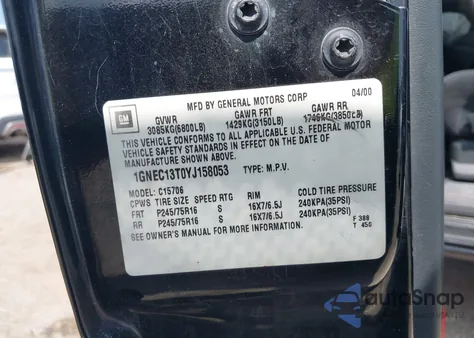 2000 Chevrolet Tahoe All New Ls from USA, damaged, VIN 1GNEC13T0YJ158053